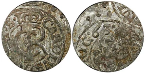 LIVONIA Riga CARL XI di Svezia (1660-1697)Argento 1663 Solidus IN PERFETTE CONDIZIONI KM#55 (22 240) - Foto 1 di 3