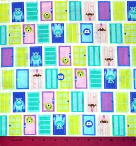 Monsters Inc Fabric - HALF YARD - 100% Cotton - Sewing Quilting Sulley Mike Boo - Picture 1 of 1
