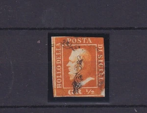 Sicilia 1859 1/2 gr. arancio vivo carta di Palermo II tavola usato (Cod.6795) - Bild 1 von 3