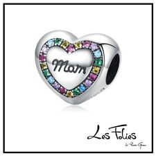 Charm Cuore multicolor Mamma Mom in argento 925 - Les Folies (Modello Pandora)