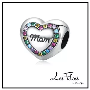 Charm Cuore multicolor Mamma Mom in argento 925 - Les Folies (Modello Pandora) - Foto 1 di 10