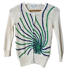 Anthropologie Field & Flower Cardigan Sweater Womens XS Button 3D Art to Wear - Picture 1 of 10