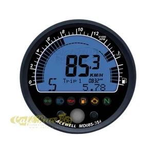 Contachilometri elettronico contagiri Acewell alluminio nero moto universale - Picture 1 of 2
