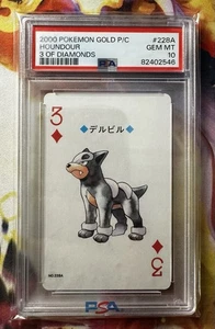 2000 Japanese Pokémon Houndour 3 of Diamonds Gold Playing Card PSA 10 Gem Mint - Picture 1 of 2