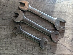 Lot of 3 Small Vintage Open End Made in USA Wrenches: BONNEY, HUSSON & UNMRKD - Picture 1 of 8