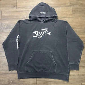 Vintage G Loomis Hoodie Men X Large Fish Logo Gray Fade Distress Fishing - Picture 1 of 7