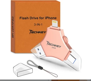 MFi Certificato USB 3.0 Flash Drive 256GB per iPhone, 3in1 Memoria Esterna Foto... - Foto 1 di 8