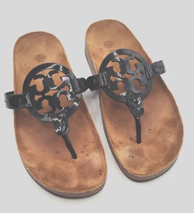 Tory Burch Miller Cloud schwarze Lack-Sandalen Pantoletten Riemen Kork Damen 6 - Bild 1 von 14