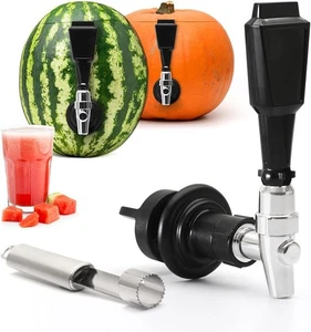 QVC Wassermelonen Zapfhahn Spender Set mit Zubehör für fruchtige Getränke, Party - Bild 1 von 4