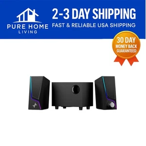 Dynamic 2.1 Computer Speakers with Subwoofer & 6 Lighting Modes - Hi-Fi Sound - Picture 1 of 8
