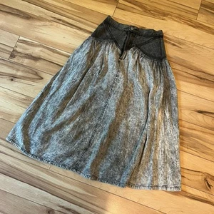 Vintage 80er Acid Wash Passe Maxi Jeansrock Baumwolle hoher Bund Mädchen Gr. 7/8 Jeanjer - Bild 1 von 12