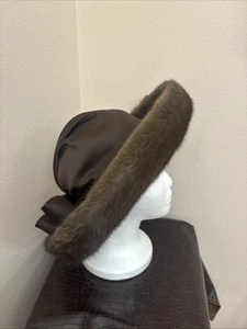 Sombrero Marrón Vintage Piel de Visón Real y 100% Lana Arco Hecho en EE. UU. - Imagen 1 de 22