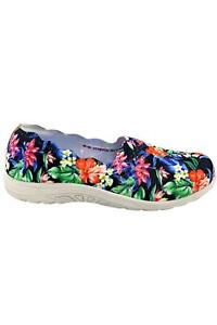 Skechers Knit Scalloped Slip-On Shoes Reggae Tropic Days Black Floral
