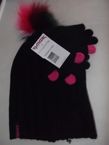 DKNY - CHICAS - JUEGO DE SOMBRERO / MANOPLA - NEGRO / ROSA - TALLA ÚNICA (AC-28-140) - Imagen 1 de 2