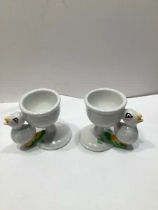 Vintage Carlton Ware England Chicks Luster Pottery 1973 Two Egg Holders Easter - Picture 1 of 9