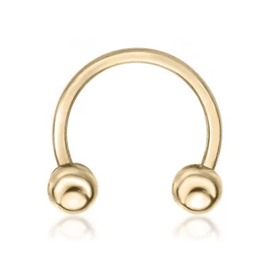 14 Gauge 14K Yellow Gold Horseshoe Universal Hoop Ring, 1/2 - Picture 1 of 7