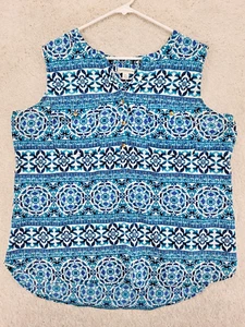 Croft & Barrow ärmelloses Tank Damen Gr. XL halbe Knopf Taschen blau - Bild 1 von 7