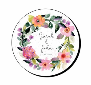 52 pegatinas estampadas personalizadas para boda etiquetas florales Mehndi Favours D2 - Imagen 1 de 1