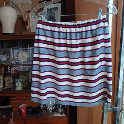 MEDIANA 26" Vintage Años 70 Mujer Falda ROJA/AZUL RAYAS MOD MINIFALDA  Foto 1 de 4