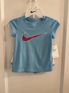 NIKE AUTHENTIC GIRLS ORIGINAL BRAND NEW 2Pc Tee & SHORTS SET Sz 5 NWT MSRP $40 - Picture 1 of 8