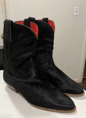 Botas Vaqueras Vintage Negras Imitación Piel Hechas en España Talla 12- Cuero Unisex Foto 1 de 4