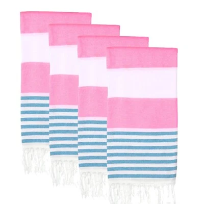 Набор из 4 турецких пляжных полотенец (38 x 71 дюйм) — негабаритные, быстро сохнут, без песка, мягкие - Изображение 1 из 4