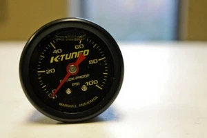 K-Tuned Fuel Pressure Gauge Black 0-100 PSI Marshall Shockproof Universal - Picture 1 of 1