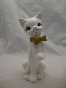 Arco dorado vintage de porcelana blanca gato ojos verdes hecho en Japón - Imagen 1 de 5