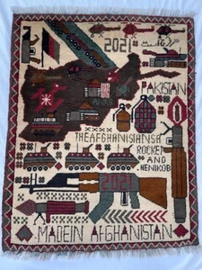 Handmade Afghanistan Map and top Tang rug size 77 x 61cm - Picture 1 of 10