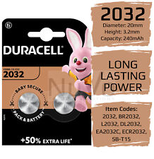 Duracell CR2032 3v LITHIUM Coin Cell Batteries (Pack of 2) DL2032 BR2032