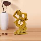 Modern Lover Kissing Sculpture Couple Figurine Art Crafts Wood for Bookshelf