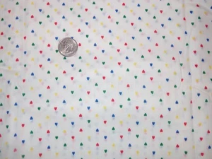 Vintage Multi-Color Hearts On White Cotton Fabric - 56" x 45" - Picture 1 of 2