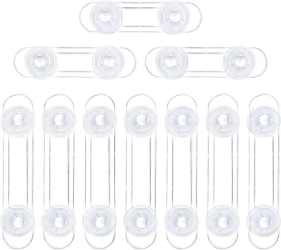 10 Blocca Cassetti per Bambini Trasparente per Armadi, Chiusure Con 3M Adesivo - Immagine 1 di 4