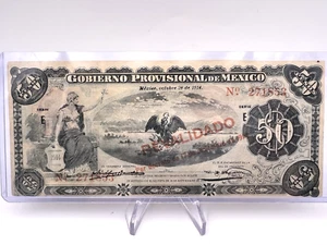1914 50 Pesos Gobierno Provisorischer De Mexico Schein. Lot.24 - Bild 1 von 8