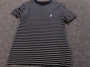 Nautica Womens Shirt Medium Blue striped pullover top stretch - Picture 1 of 12