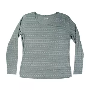 32 Grad Hitze Damen U-Ausschnitt Langarmshirt grau Schneeflocke Winter Base Top - Bild 1 von 3