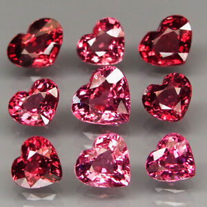 Heart Shape 5.5x5 to 7x6 mm.Cherry Pink Rhodolite Garnet Africa 12Pcs/7.73Ct.