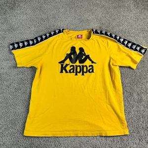 Kappa Shirt Mens Large Yellow Black Omni Logo Tape Sleeve Short Sleeve Soccer* - Picture 1 of 13