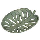 12 Inch Cast Iron Verdigris Tropical Leaf Decorative Bowl Serving Tray