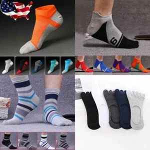 5 pares de calcetines informales deportivos de corte bajo para hombre con cinco dedos de algodón al tobillo - Imagen 1 de 32