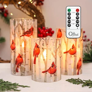 Velas sin llama, tema cardinal, (juego de 3) velas LED a pilas con - Imagen 1 de 7