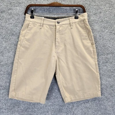 Volcom Shorts Mens 28 Khaki Chino Twill Zip Fly Casual Back Welt Pockets Logo - Image 1 of 4