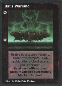 Rat's Warning - Jyhad Deckmaster V:TES Trading Card 1994 - Picture 1 of 2
