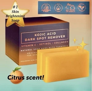 2-Pack Kojic Acid Soap Bars – Dark Spot Remover w/ Vitamin C, Retinol & Collagen - Picture 1 of 15