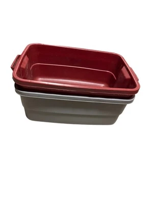 Set Of 2 Rubbermaid Plastic Storage Container Boxes No Lids  Parts Garage 10 Gal - Image 1 of 3