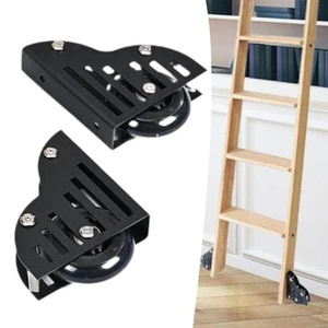 2x Round Tube Sliding Library Hardware Rolling Ladder Hardware for Barn Home - Picture 1 of 6