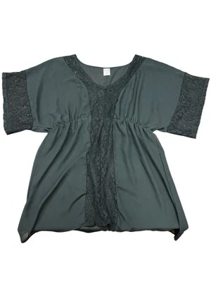 Traje de baño Xhilaration XL para mujer Traje de baño Encubrimiento Transparente y Negro Encaje Boho Foto 1 de 4