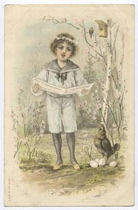 (an47) Early Chromo, Child, Bird House, Hen & Eggs Etc. 1913 Used VG - Picture 1 of 1