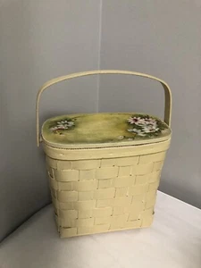 Monedero canasta vintage tejido flores pintadas a mano y firmado D Kordash MCM - Imagen 1 de 6
