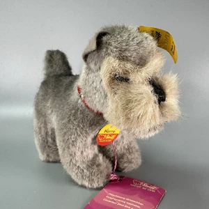 Vintage STEIFF Gray Schnauzer Terrier Dog HARRO 1530/12 Germany ALL TAGS - Picture 1 of 15